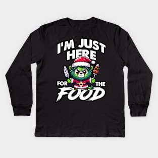 I'm just here for the food - Green Imp Sagui Kids Long Sleeve T-Shirt